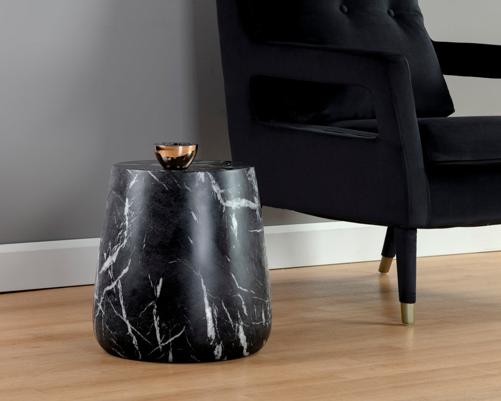 Aries End Table - Marble Look - Black | Sunpan Furniture - 106403