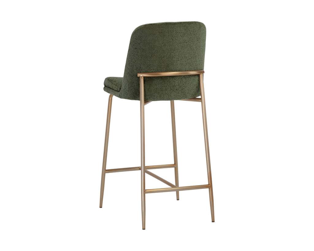 Zeke Counter Stool - Antique Brass - Bergen Olive | Sunpan Furniture - 109183