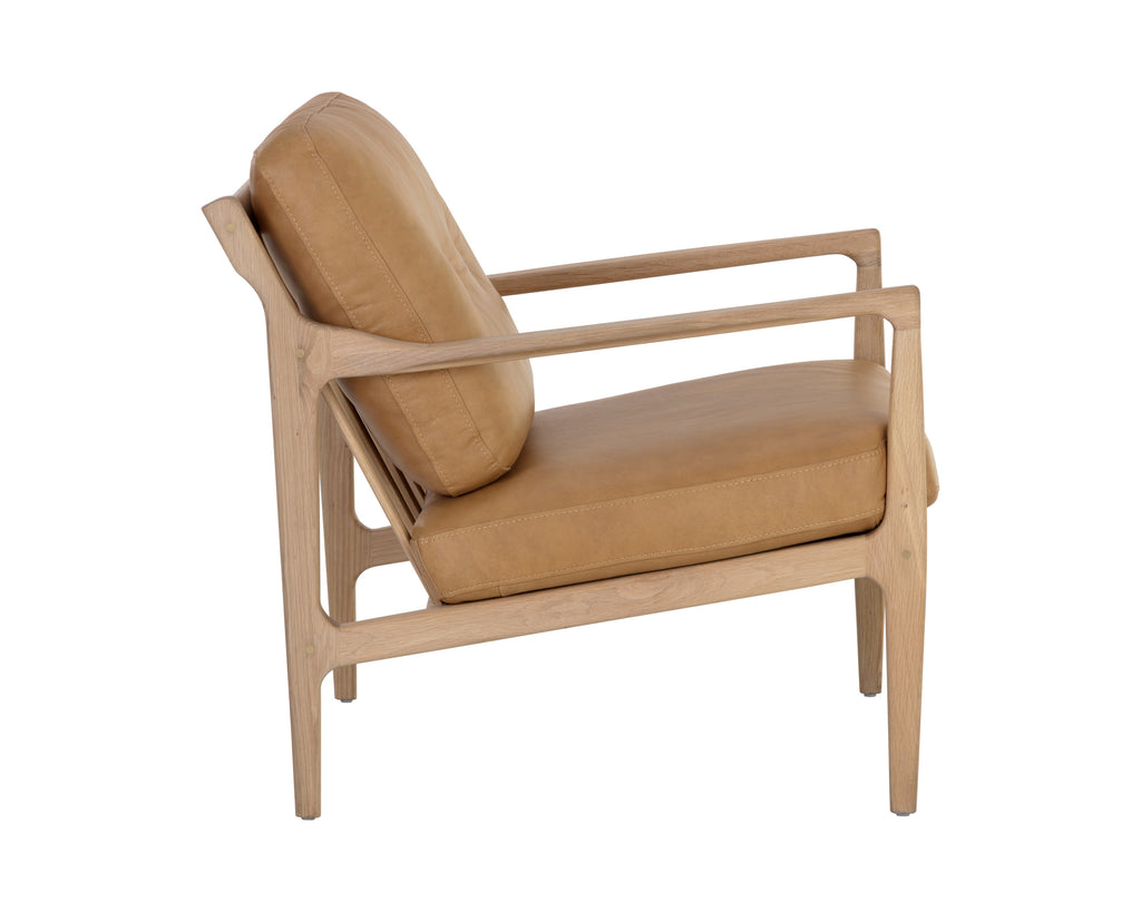 Gilmore Lounge Chair - Light Oak - Sahara Camel Leather | Sunpan Furniture - 111061