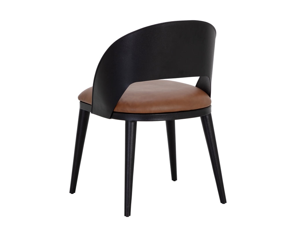 Dezirae Dining Chair - Black - Cognac Leather | Sunpan Furniture - 111040