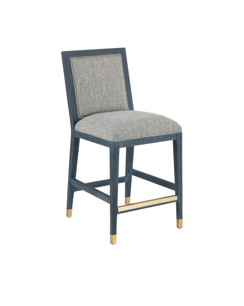 Currey & Co Santos Vintage Navy Counter Stool, Barrett Dusk | 7000-0902