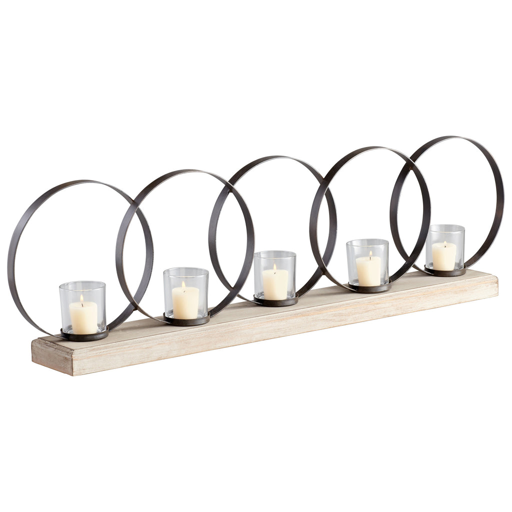 Ohhh Five Candle Candleholder - Raw Iron And Natural Wood | Cyan Design