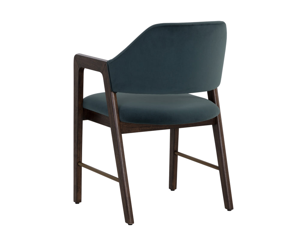 Milton Dining Armchair - Smoke Acacia - Meg Dusty Teal | Sunpan Furniture - 109807