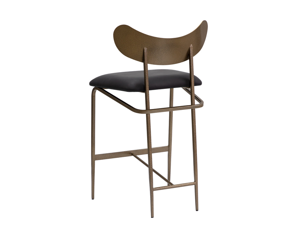 Gibbons Counter Stool - Antique Brass - Charcoal Black Leather | Sunpan Furniture - 110367