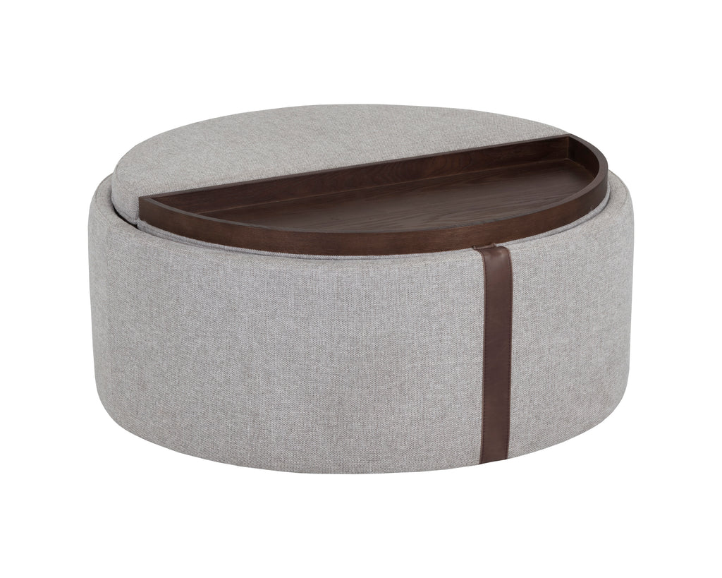 Borelli Wheeled Storage Ottoman - Belfast Heather Grey / Autumn Chestnut | Sunpan Furniture - 