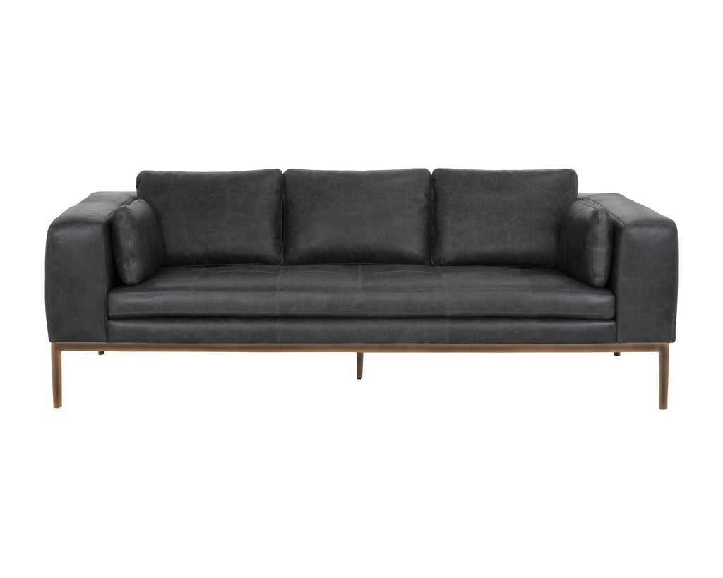 Burr Sofa - Serbia Black Leather | Sunpan Furniture - 106140