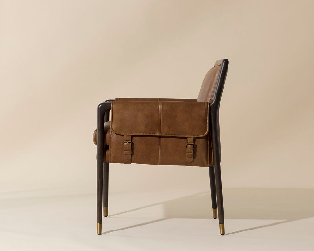 Mauti Dining Armchair - Brown - Shalimar Tobacco Leather | Sunpan Furniture - 111655