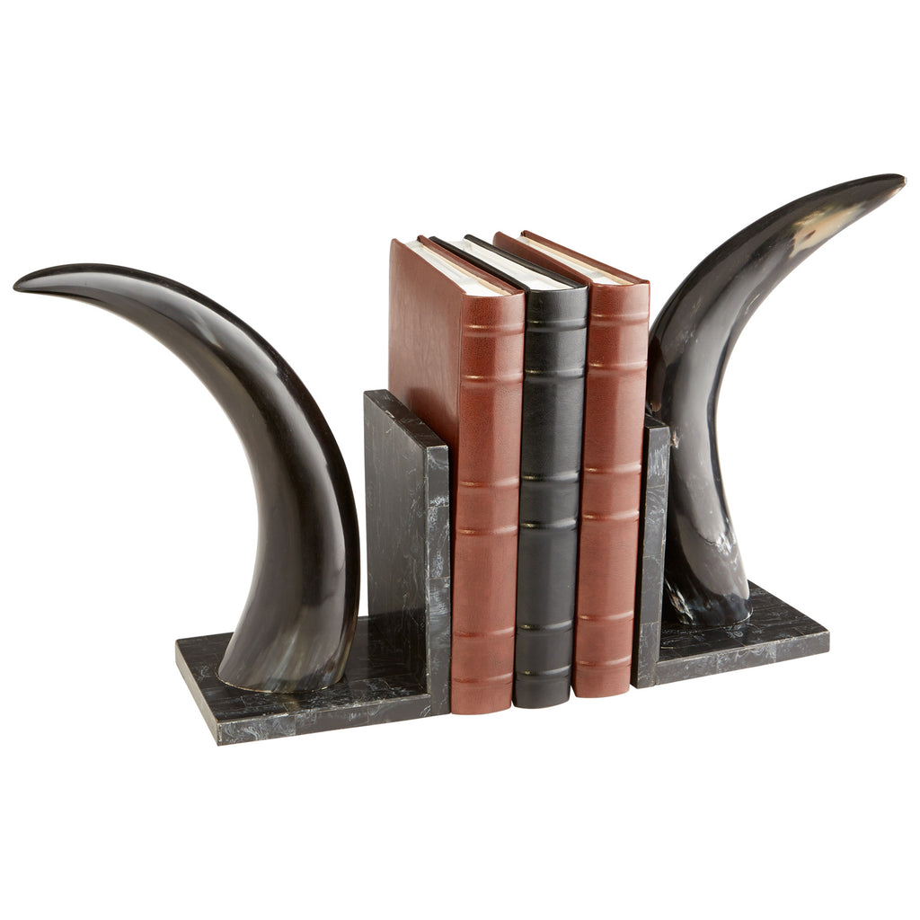 Horn Rimmed Bookends - Bone And Black | Cyan Design