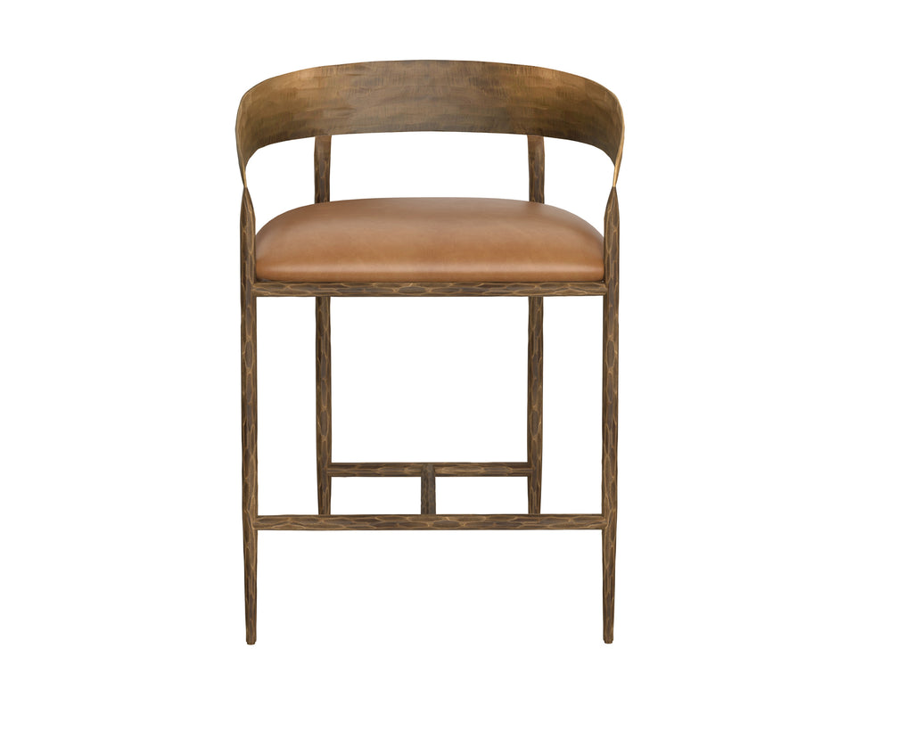 Zanatta Counter Stool - Tan Leather | Sunpan Furniture - 111796