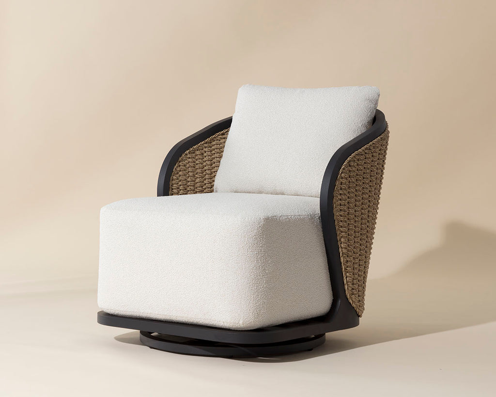 Bora Swivel Lounge Chair - Louis Cream | Sunpan Furniture - 111685