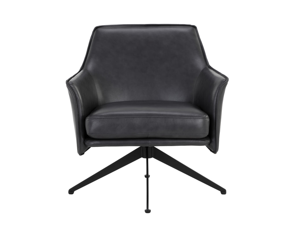 Crosby Swivel Lounge Chair - Alpine Black Leather | Sunpan Furniture - 111085