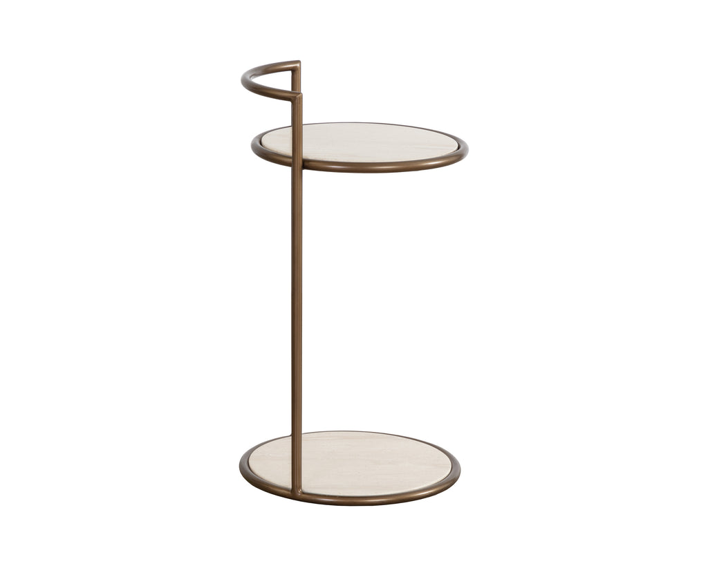 Parga End Table - Rustic Bronze - Travertine Look | Sunpan Furniture - 111256