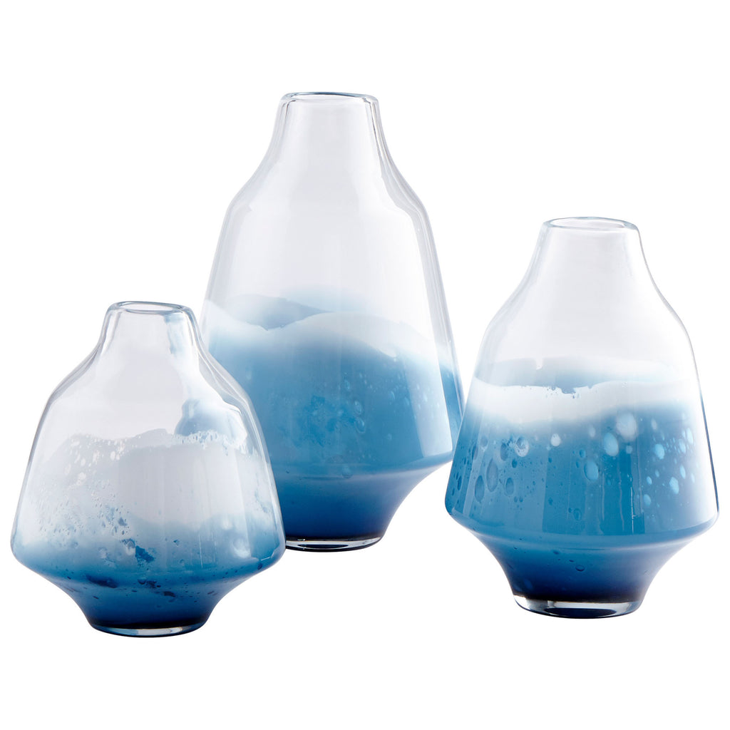 Water Dance Vase - Clear And Cobalt - Small | Cyan Design