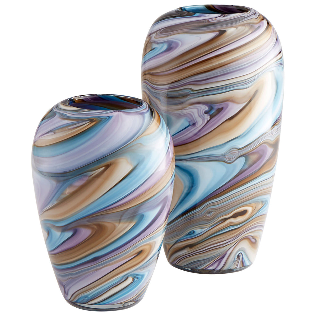 Borealis Vase - Sky Blue Cafe Swirl - Small | Cyan Design