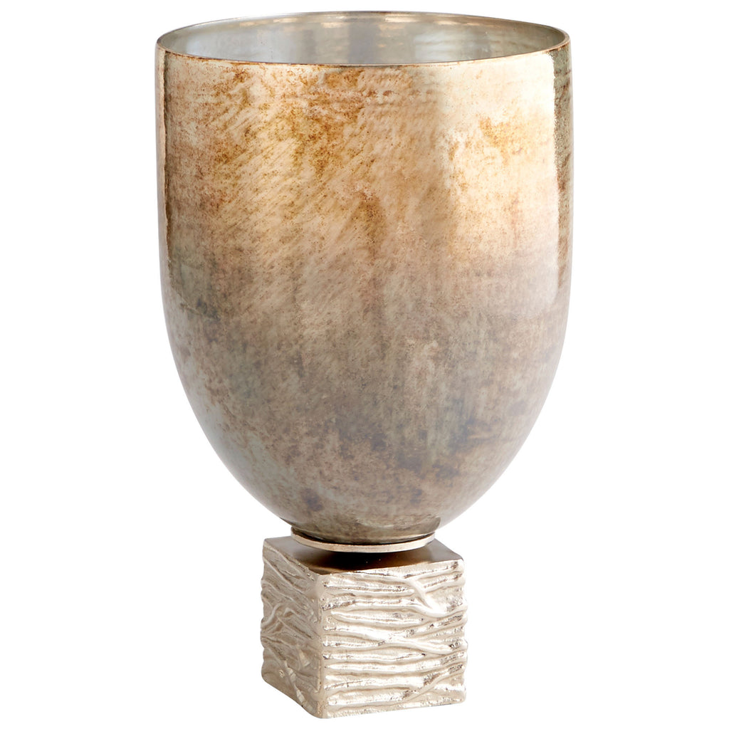 Tassilo Vase - Nickel And Ocean Glass - Small | Cyan Design