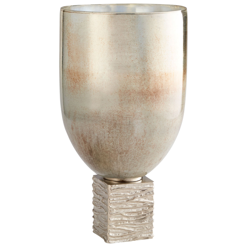 Tassilo Vase - Nickel And Ocean Glass - Large | Cyan Design