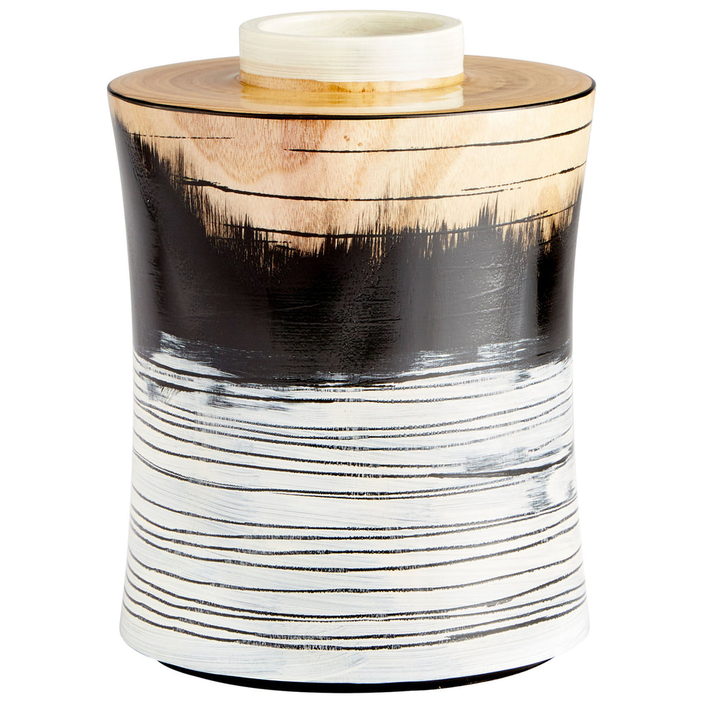 Snow Flake Vase - Black & White & Walnut - Medium | Cyan Design