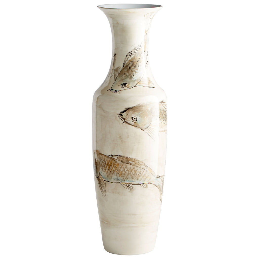 Playing Koi Vase - Tan And Ivory | Cyan Design