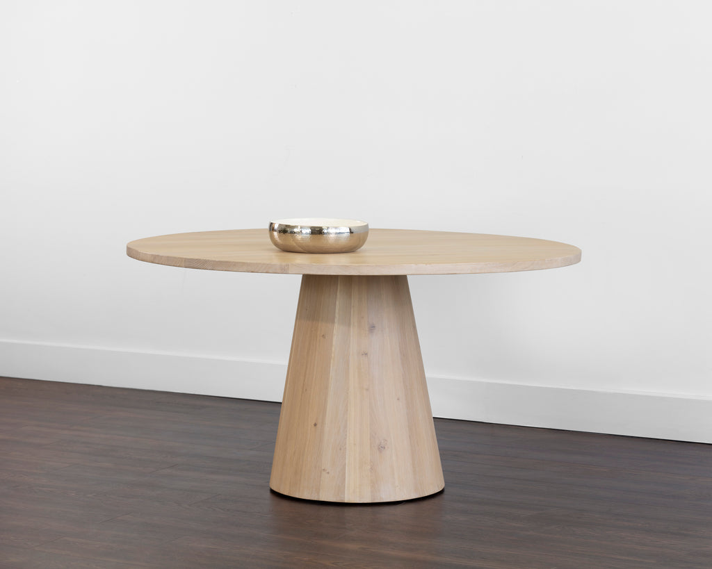 Elina Dining Table - Round - Light Oak - 54" | Sunpan Furniture - 111022