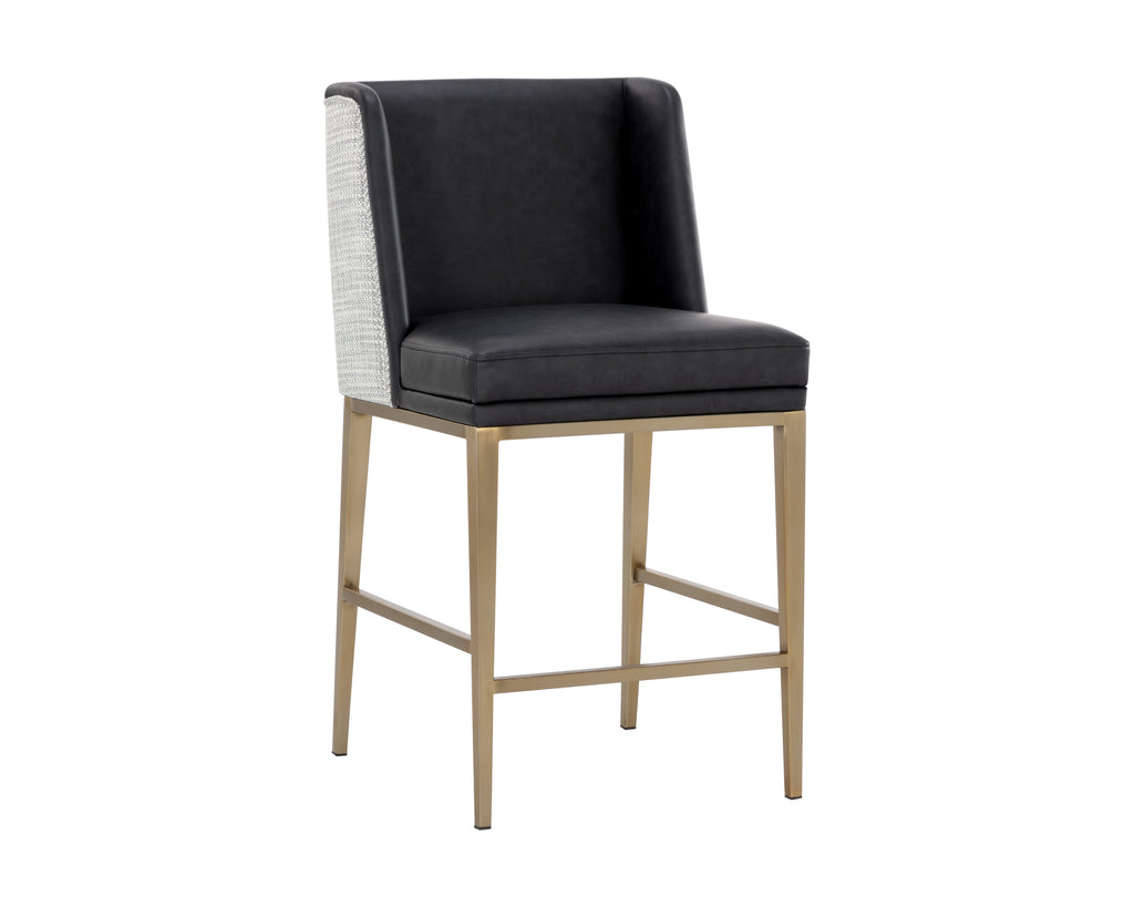 Joplin Counter Stool - Milliken Charcoal / Vera White Pepper | Sunpan Furniture - 111643