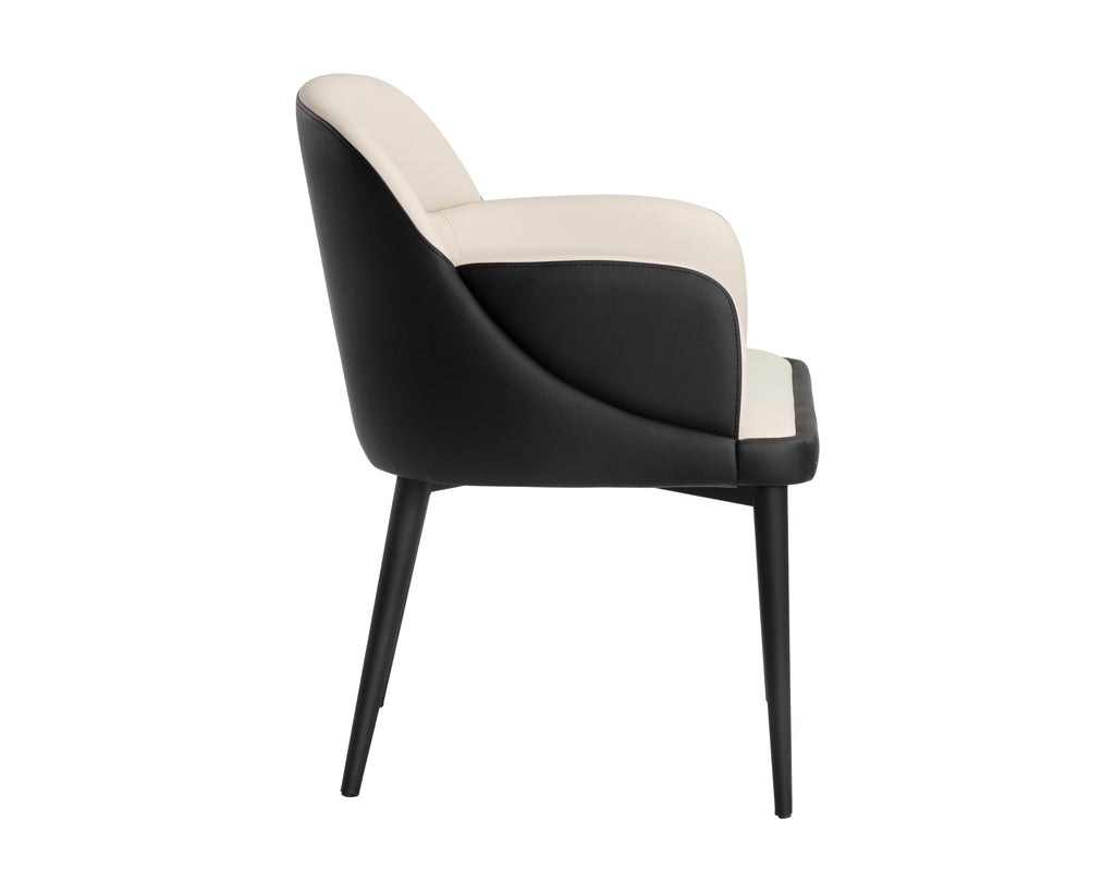 Hagan Dining Armchair - Dillon Cream / Dillon Black | Sunpan Furniture - 105167