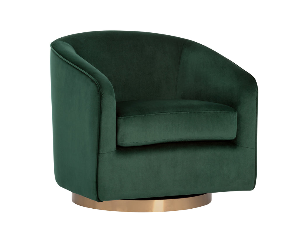 Hazel Swivel Lounge Chair - Gold - Deep Green Sky | Sunpan Furniture - 103999