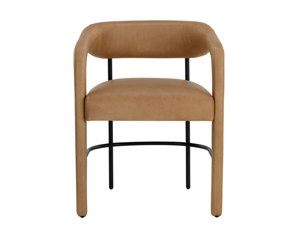 Mavia Dining Armchair - Ludlow Sesame Leather | Sunpan Furniture - 111453