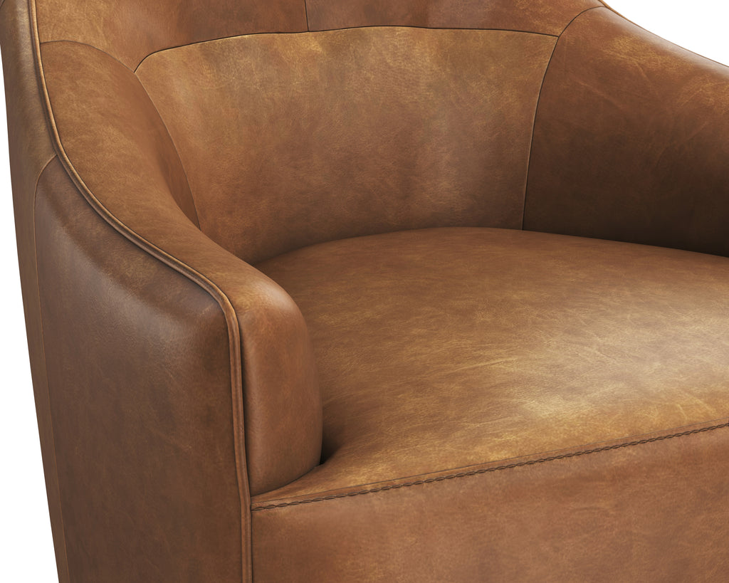 Carmine Swivel Lounge Chair - Cognac Leather | Sunpan Furniture - 111264