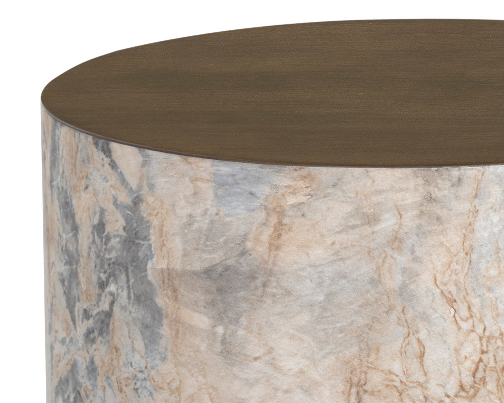 Diaz End Table - Marble Look - Antique Brass | Sunpan Furniture - 107199