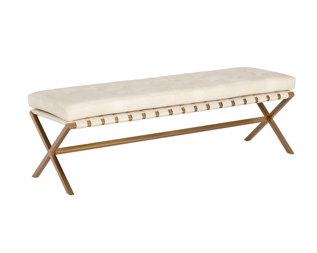 Kenji Bench - Small - Gold - Bravo Cream | Sunpan Furniture - 105362