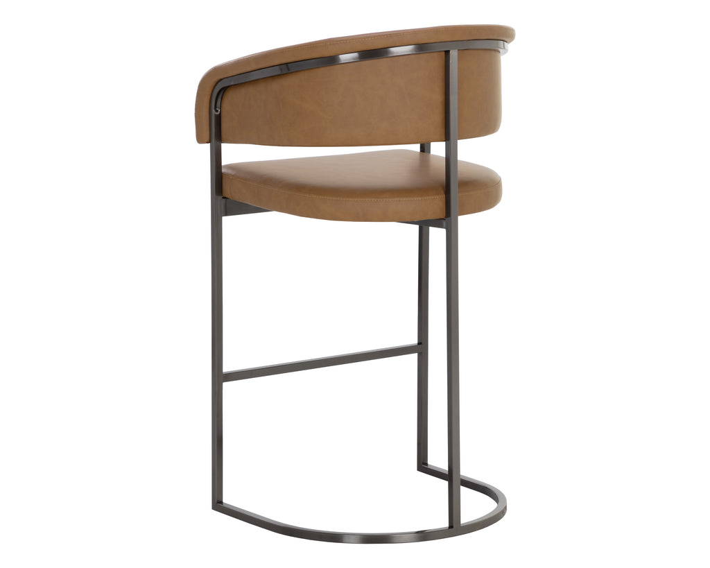 Marris Barstool - Gunmetal - Milliken Cognac | Sunpan Furniture - 111155