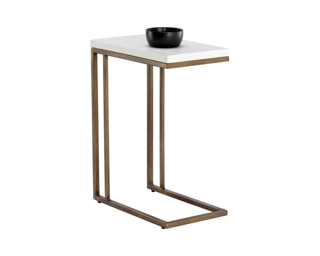 Sawyer End Table - Antique Brass - White | Sunpan Furniture - 108115