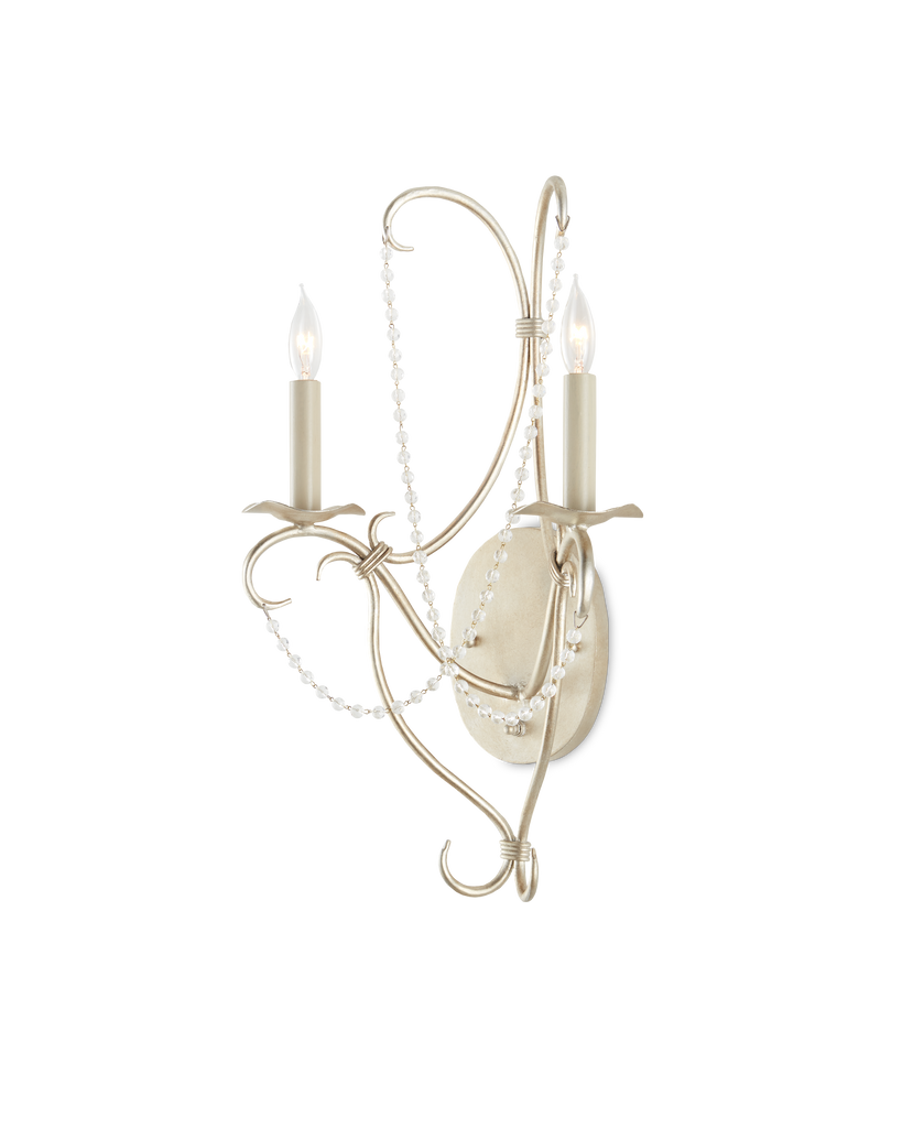 Currey & Co Crystal Lights Silver Wall Sconce | 5980