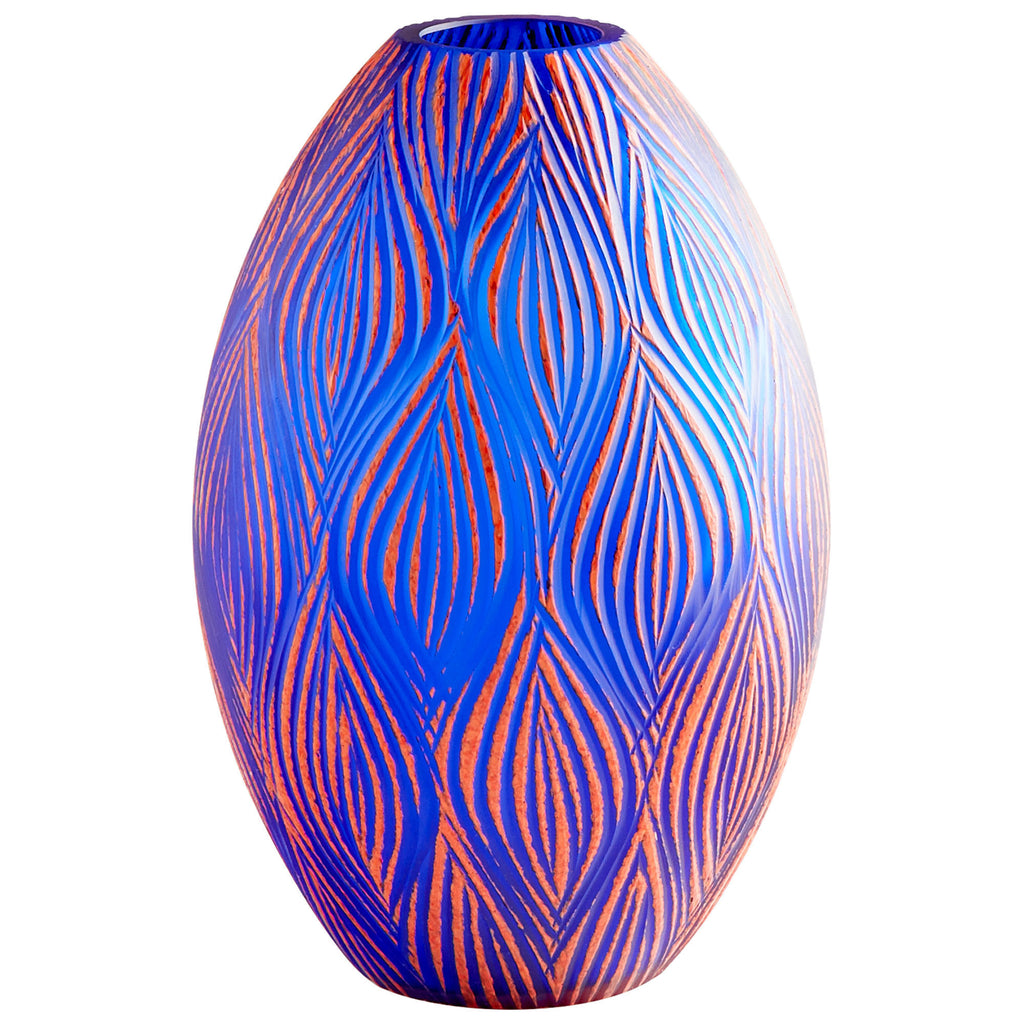 Fused Groove Vase - Blue - Large | Cyan Design