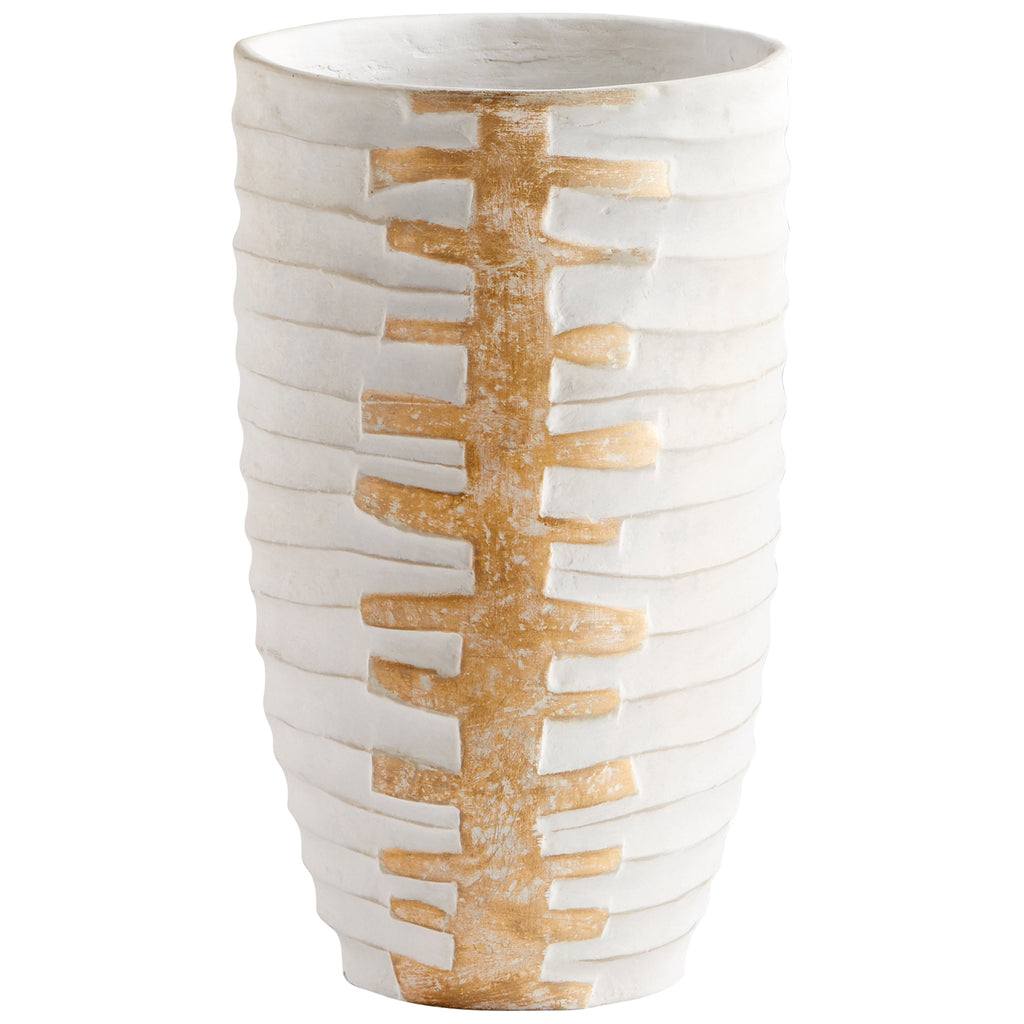 Luxe Vessel Vase - White And Gold - Medium | Cyan Design