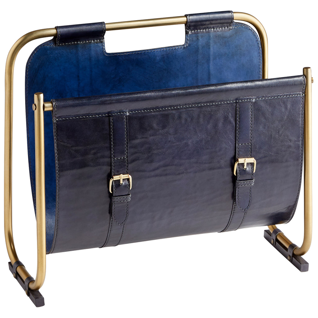 Granville Magazine Rack - Blue And Antique Brass | Cyan Design