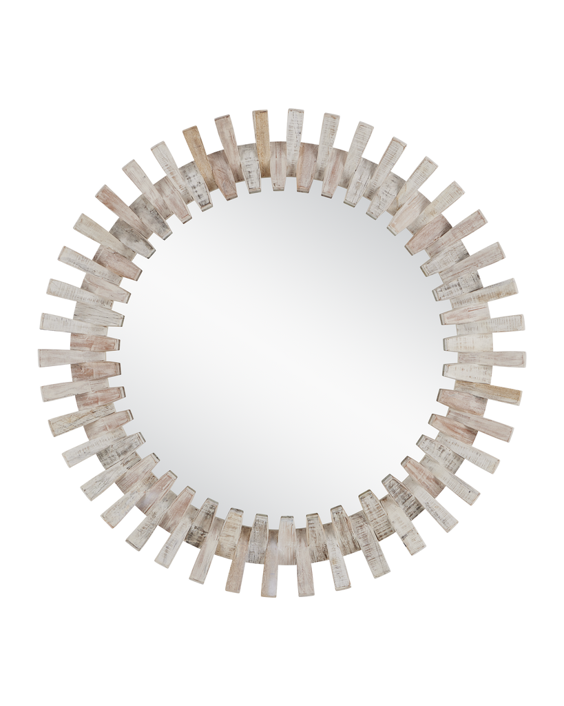 Currey & Co Diza Round Whitewash Mirror | 1000-0133