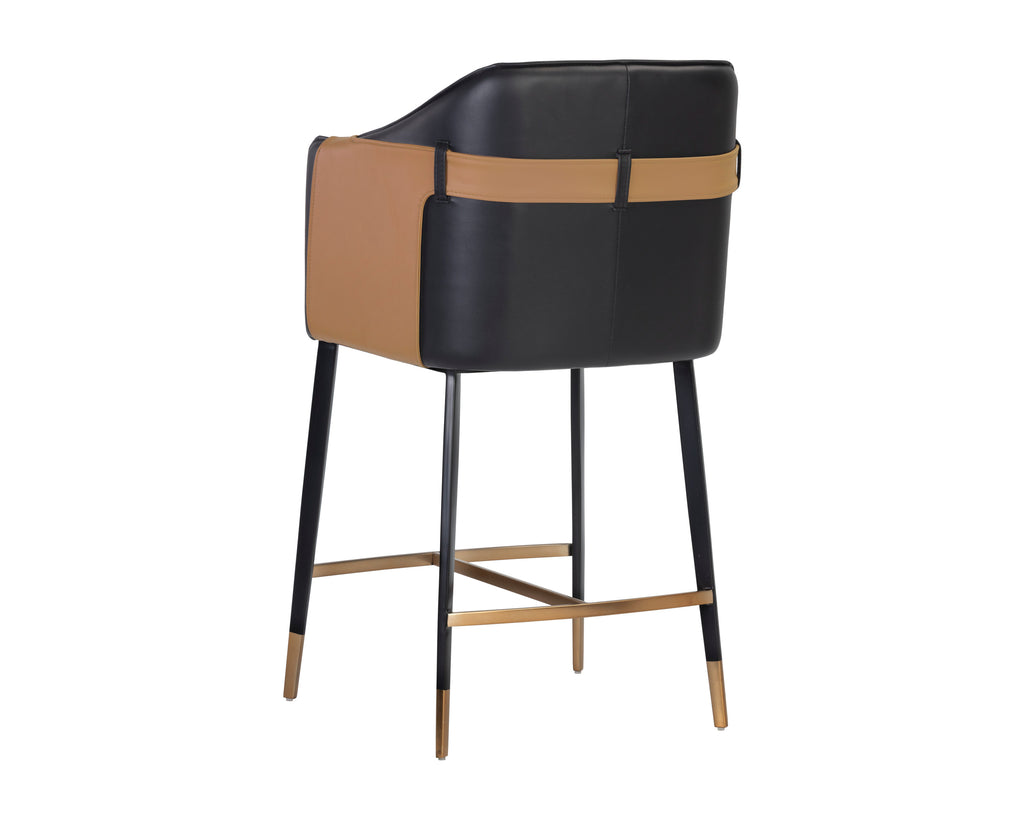 Carter Counter Stool - Napa Black / Napa Cognac | Sunpan Furniture - 106684