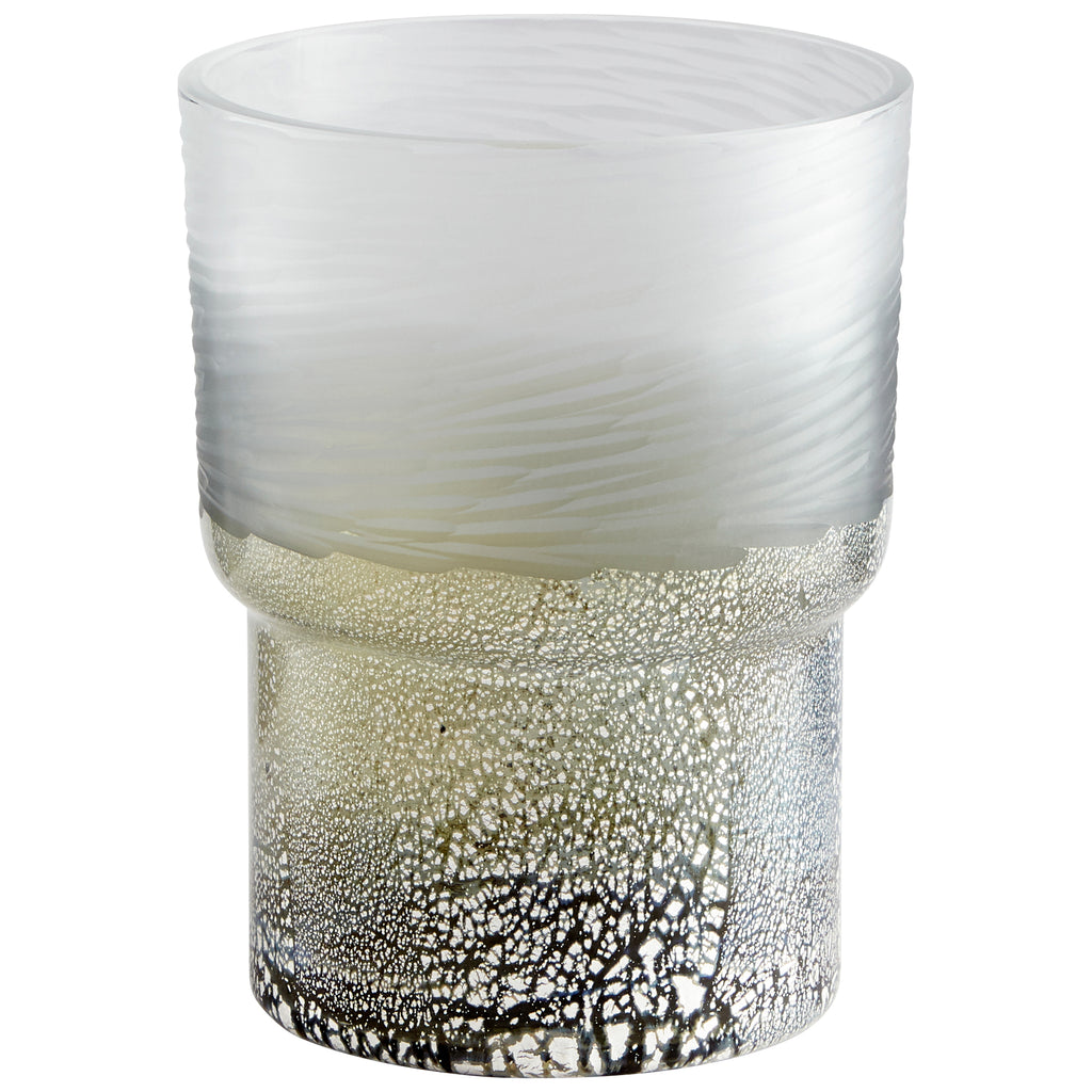 Canyonland Vase - Clear And Guilded Silver - Squat | Cyan Design