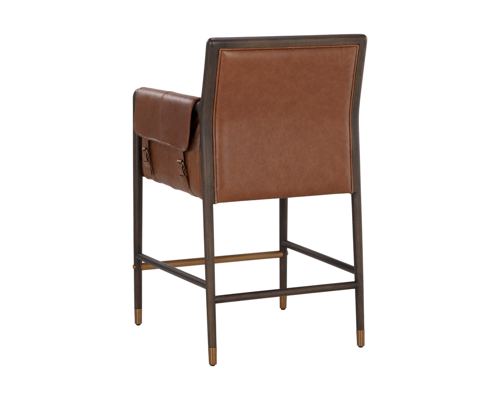 Mauti Counter Stool - Brown - Shalimar Tobacco Leather | Sunpan Furniture - 111654