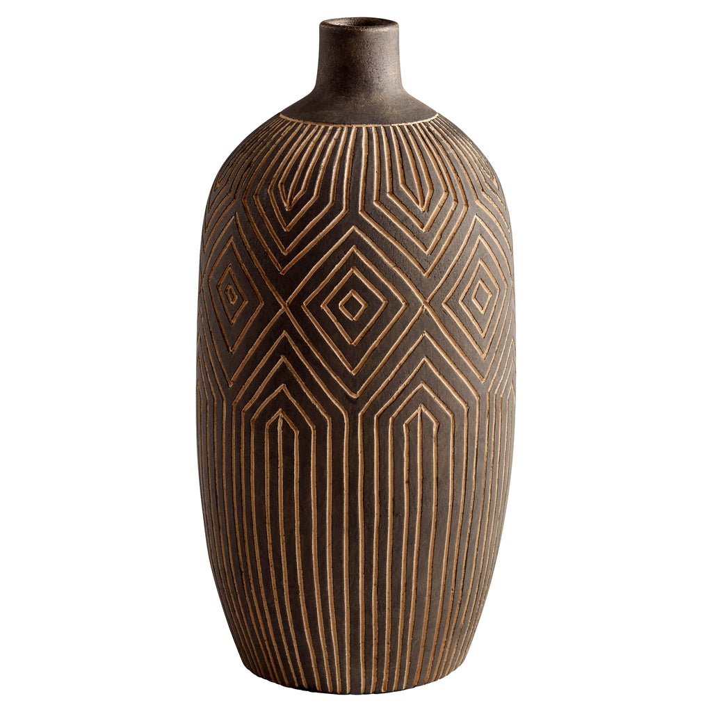 Dark Labyrinth Vase - Grey - Large | Cyan Design