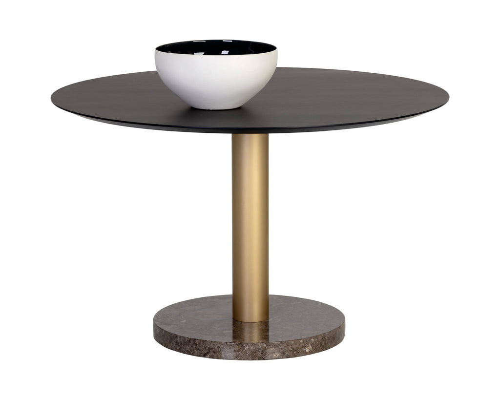 Monaco Dining Table - Gold - Grey Marble / Charcoal Grey - 48" | Sunpan Furniture - 105882