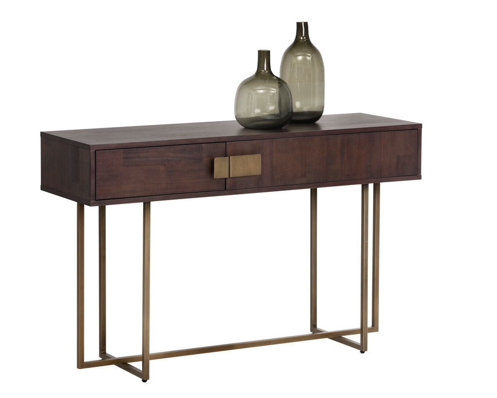 Jade Console Table - Antique Brass - Dark Mango | Sunpan Furniture - 102984