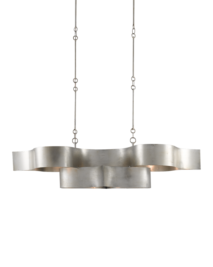 Currey & Co Grand Lotus Silver Oval Chandelier | 9000-0372