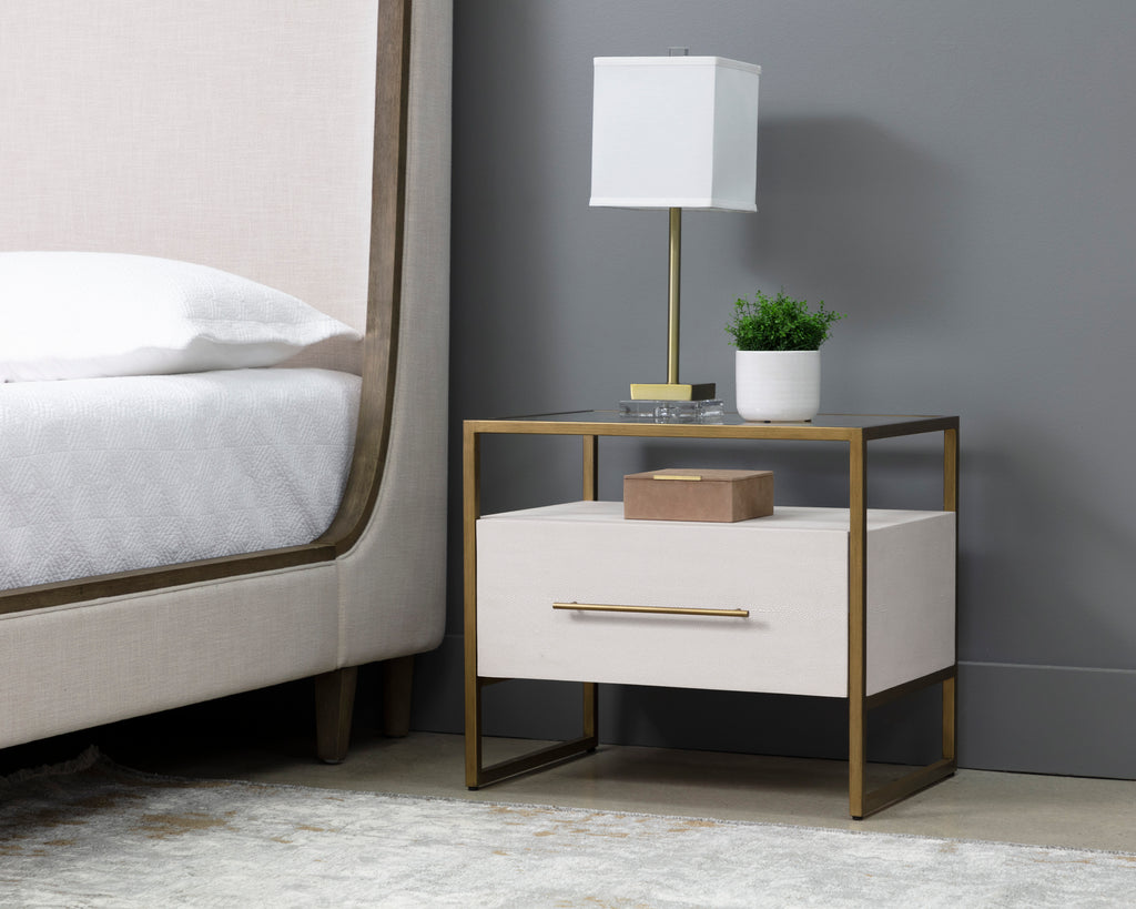 Venice Nightstand - Oyster Shagreen | Sunpan Furniture - 108148