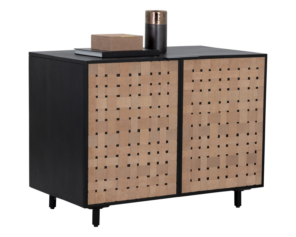 Omari Sideboard - Small - Suede Light Tan Leather | Sunpan Furniture - 110769