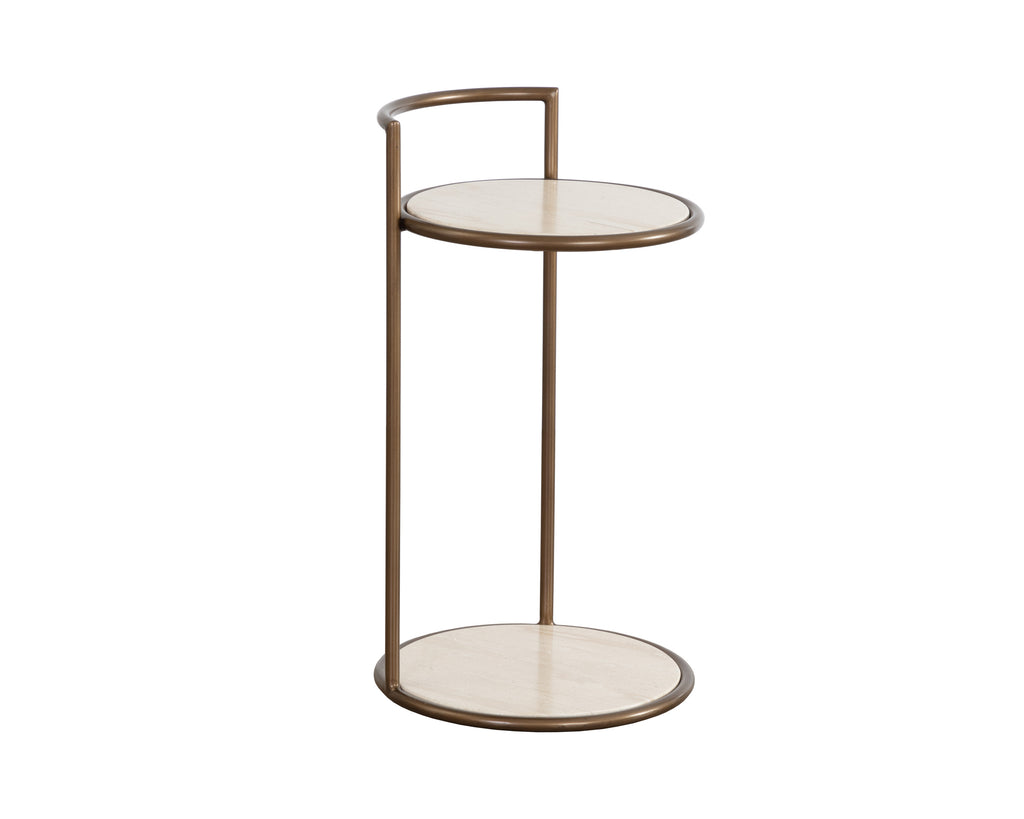 Parga End Table - Rustic Bronze - Travertine Look | Sunpan Furniture - 111256