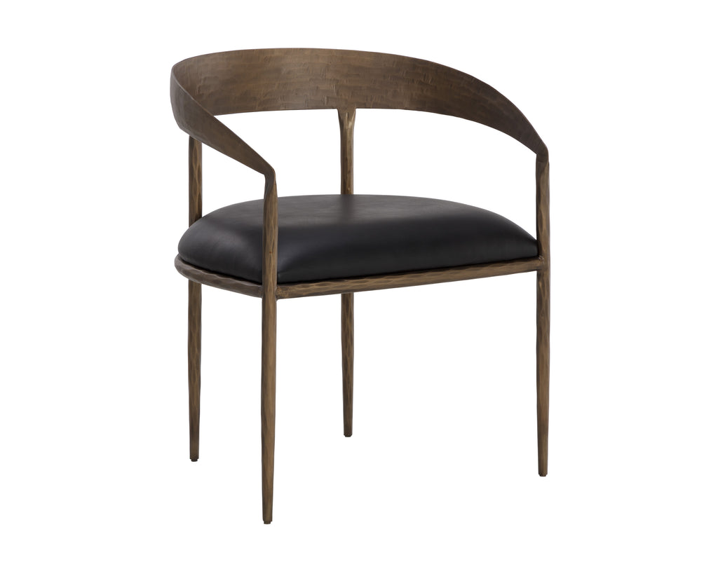 Zanatta Dining Armchair - Charcoal Black Leather | Sunpan Furniture - 110999