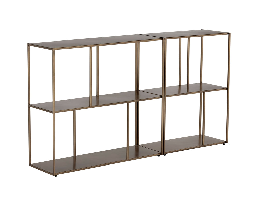 Eiffel Low Bookcase - Small - Antique Brass | Sunpan Furniture - 106600