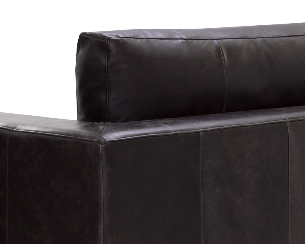 Anakin Sofa - Light Oak - Tuscany Warm Black Leather | Sunpan Furniture - 111216